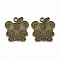 Tibetan Style Alloy Pendant Enamel Settings, Cadmium Free & Lead Free, Tiger, Antique Bronze, 25x23.5x1.5mm, Hole: 2mm