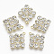 Golden Plated Alloy Pendants, with Glass Rhinestone, Rhombus, Clear, 23x20x5~6mm, Hole: 1.4mm