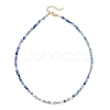 4MM Natural Agate(Dyed & Heated) Faceted Round & Potato Natural Pearl Beaded Necklaces NJEW-JN06031-3