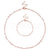 1 Set Brass Heart Link Chain Bracelets & Necklace SJEW-TA0001-04-2