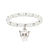 Glass & Plastic Imitation Pearl Beaded Stretch Bracelet with Alloy Fairy Charm for Women BJEW-JB08704-1