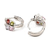 Brass Micro Pave Cubic Zirconia Hoop Earrings EJEW-D078-09P-2