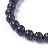 Natural Black Stone Stretch Bracelets G-K298-07-2