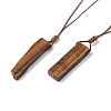 Natural Black Obsidian Nugget Pendant Necklace with Waxed Cord for Women NJEW-F306-01E-1