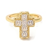 Cross Brass Micro Pave Clear Cubic Zirconia Open Cuff Rings RJEW-U008-20G-2