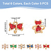 30Pcs 6 Colors Brass Cubic Zirconia Charms KK-PH0005-66-2