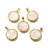 Brass with Natural Shell Carved Pendants KK-Z091-05G-01-1