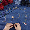 1Pc Gothic Theme Alloy Heart Cross Rose Flower Rivet Pendant Waist Belly Chains NJEW-BM0001-06-3
