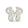 Brass Letter Open Cuff Rings for Women RJEW-G313-01M-P-2