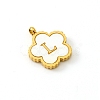 Golden Tone Stainless Steel Pave White Shell Letter Flower Charms PW-WGC5230-12-1