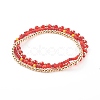 Glass & Brass Stretch Beaded Bracelets Sets BJEW-JB06151-1