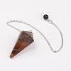 Natural Tiger Eye Hexagonal Pointed Dowsing Pendulums G-G956-D02-FF-2