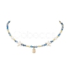 Dyed Natural Agate Faceted Round and Natural Cultured Freshwater Pearl & Starfish Synthetic Turquoise Beaded Brass Cowrie Shell Shape Pendant Necklaces for Women NJEW-JN05496-03-2