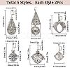 10Pcs 5 Styles Tibetan Style Brass Cage Pendants KK-SC0004-33-2