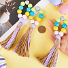 Easter Wood Beaded Napkin Rings with Tassels HJEW-WH0042-97-3
