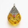 Teardrop Tibetan Style Pendants TIBEP-N007-01-3