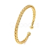 Braided Brass Cuff Bangles BJEW-C140-31G-4