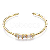 Sparkle Cubic Zirconia Ball Beaded Cuff Bangle for Her BJEW-N012-002-NF-1