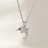 Ocean Summer Brass Pave Clear Cubic Zirconia Pendant Necklaces FS-WG82AA1-11-1