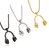3Pcs 3 Colors Alloy Music Headset Pendant Necklaces Set for Women NJEW-AN0001-28-1