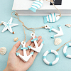 5Pcs 5 Styles Mediterranean Style Natural Wood Pendant Ornaments HJEW-PH0001-36-6