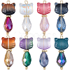 16Pcs 8 Colors Cat Shape Glass Pendants PALLOY-BM00024-7