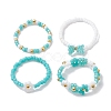 4Pcs 4 Style Glass Seed Beaded Stretch Finger Rings RJEW-JR00661-01-5