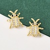 Brass Micro Pave Clear Cubic Zirconia Stud Earrings EJEW-F400-03D-G-1