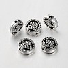 Buddhist Jewelry Findings Tibetan Style Alloy Flat Round Beads TIBEB-O004-55-1