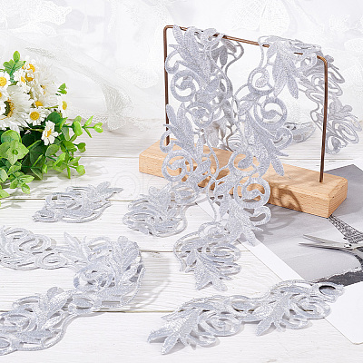 2M Polyester Embroidery Floral Trimming DIY-FG0003-80B-1