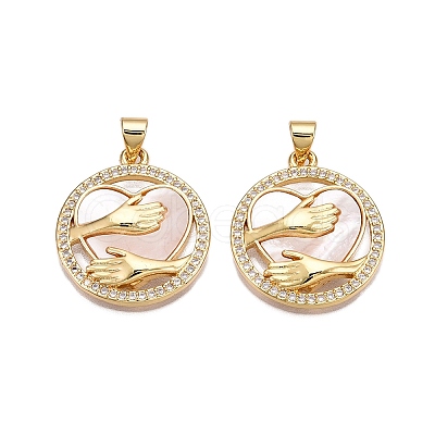Brass Micro Pave Clear Cubic Zirconia Pendants KK-N254-186G-1