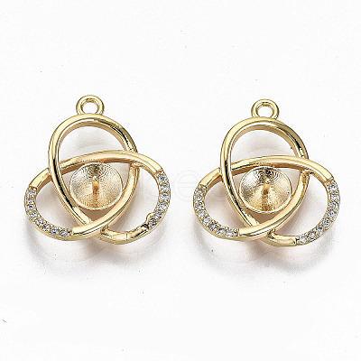 Brass Micro Pave Clear Cubic Zirconia Peg Bails Pendants KK-T062-21G-NF-1