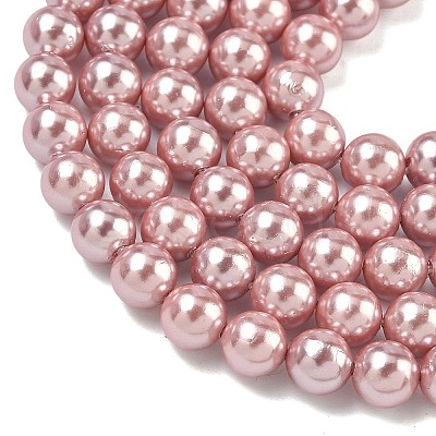 Electroplated Shell Pearl Beads Strands X-BSHE-G041-6mm-05-1
