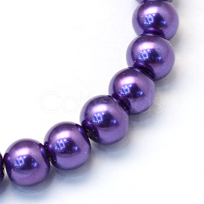 Baking Painted Pearlized Glass Pearl Round Bead Strands HY-Q003-6mm-76-1