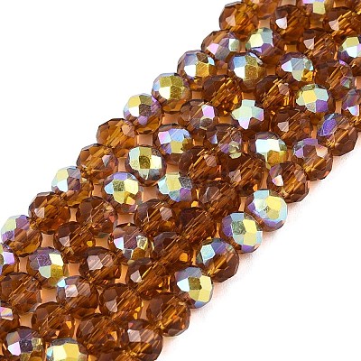AB Color Plated Transparent Glass Rondelle Beads Strands EGLA-T029-4mm-10I-1