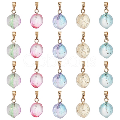 20Pcs 5 Colors Two Tone Transparent Spray Painted Glass Pendants GLAA-YW0001-95-1