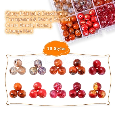 10 Style Spray Painted & Drawbench Transparent & Baking Paint Glass Beads GLAA-YW0001-26D-1