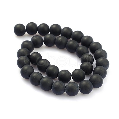 Frosted Glass Round Bead Strands GLAA-J079-02-10mm-1