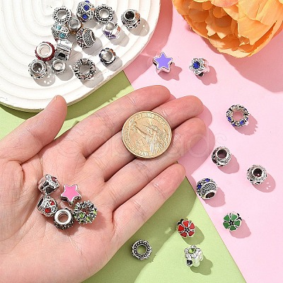 30Pcs 10 Styles Alloy European Beads MPDL-YW0001-03-1