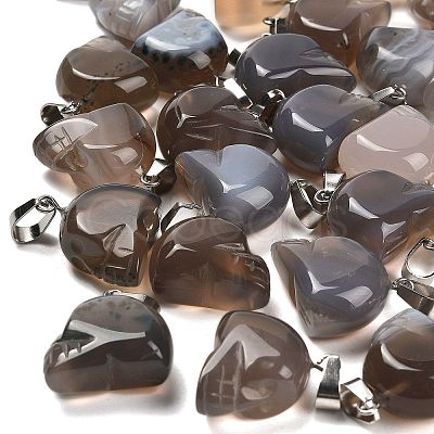 Natural Grey Agate Pendants G-Z067-02P-10-1