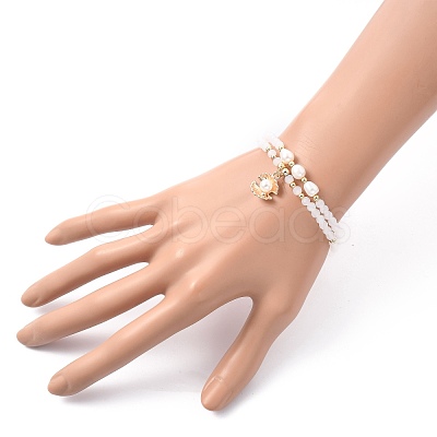 Faceted Glass Bead Stretch Bracelets BJEW-JB05488-02-1