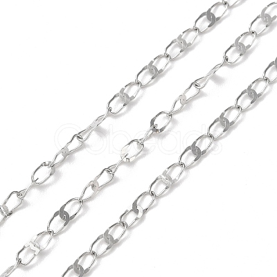 Tarnish Resistant 304 Stainless Steel Dapped Oval Link Chains CHS-G027-01P-1