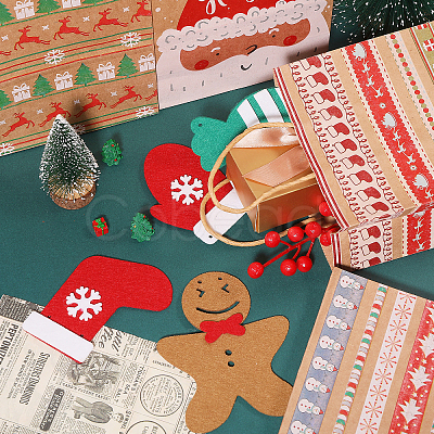 36Pcs 6 Styles Christmas Paper Shopping Bags with Handles ABAG-CA0001-18-1