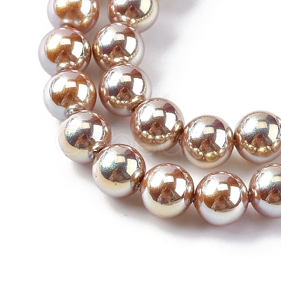 UV Plating Pearlized Glass Pearl Beads Strands GLAA-F128-01A-T15-1