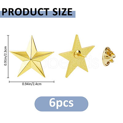 6Pcs Star Alloy Lapel Pin Backs for Backpack Clothes JEWB-FH0003-07A-1