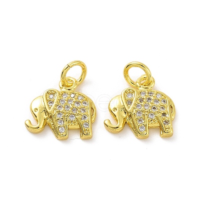 Brass Micro Pave Clear Cubic Zirconia Pendants KK-E068-VF057-1