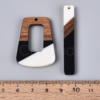 14Pcs 7 Styles Opaque Resin & Walnut Wood Pendants RESI-N053-19-1