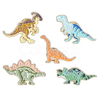 5Pcs 5 Style Dinosaurs Enamel Pins JBR096A-1