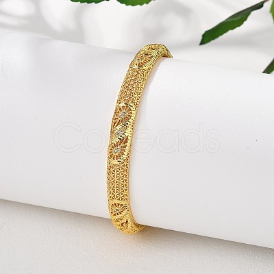 Brass Micro Pave Cubic Zirconia Hinged Bangles for Women BJEW-D313-02G-1