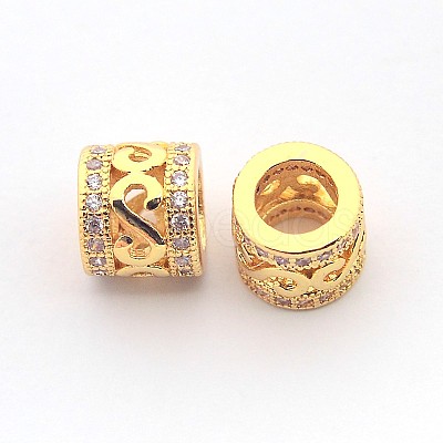New Items Brass Micro Pave Cubic Zirconia European Beads ZIRC-L007-04G-1